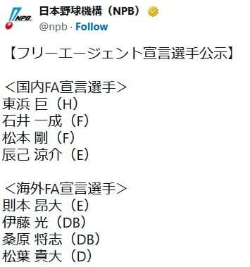 FA公示きたあああ