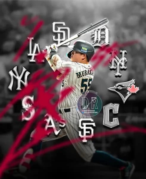 【画像】村上宗隆を巡るMLB球団を表した画像がカッコ良すぎると話題