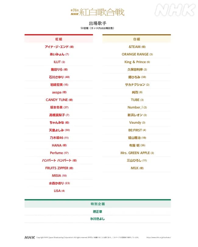 【速報】紅白出場者、豪華すぎると話題にｗｗｗｗｗｗｗｗｗ