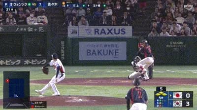 【韓国対侍ジャパン】侍ジャパン、４回表に佐々木のタイムリーと二者連続押し出しで３点を取り同点に追いつく！！！！！！！！！！！！！！！！！！！！！
