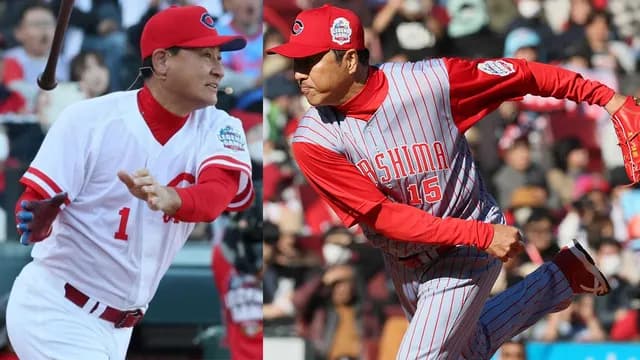 カープ黒田博樹vs前田智徳！夢の1打席対決は痛烈ライナーも廣瀬純が好プレー【カープレジェンドゲーム2025】