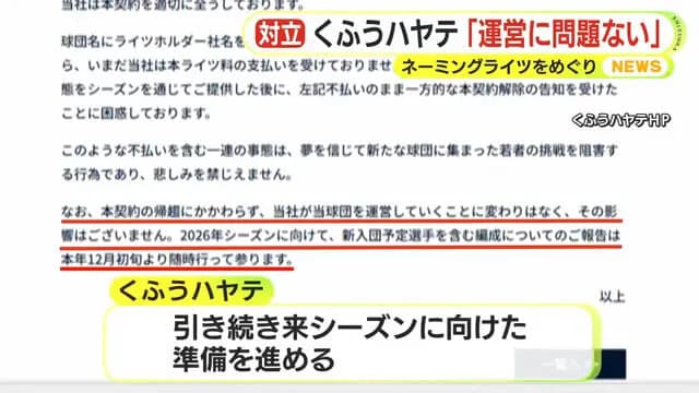ネーミングライツめぐり揺れるプロ野球・くふうハヤテ　「対応は検討中だが来シーズンの運営に問題はない」