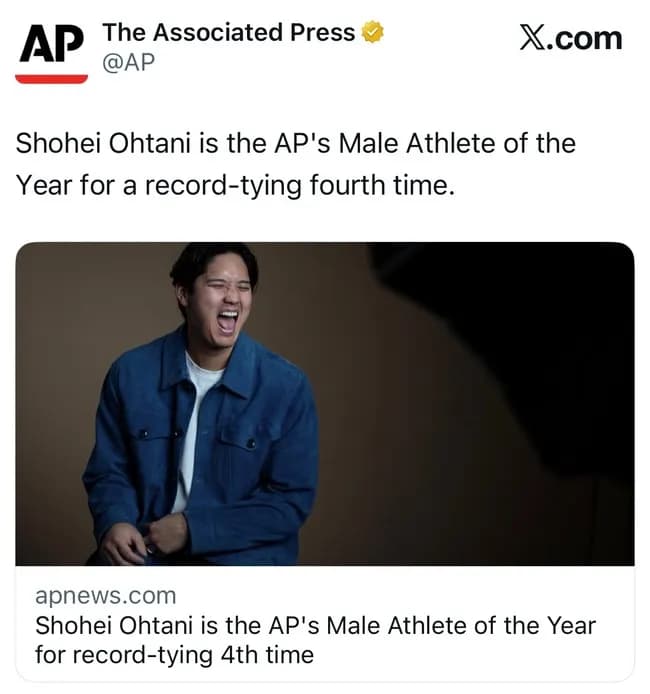 【朗報】大谷翔平さん、アメリカ全体で2025年最強アスリートに選出されてしまうｗｗｗｗｗｗｗｗｗｗｗ