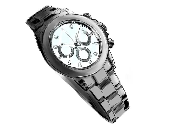 高級時計をつけて街を散歩してる