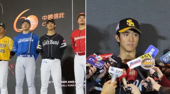 台湾メディアの前で真剣に回答する柳町達「台湾ではタピオカミルクティーを飲みたい」