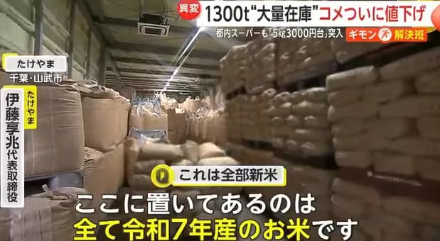 【悲報】米屋、1300トンも新米の在庫を抱え込んでしまう