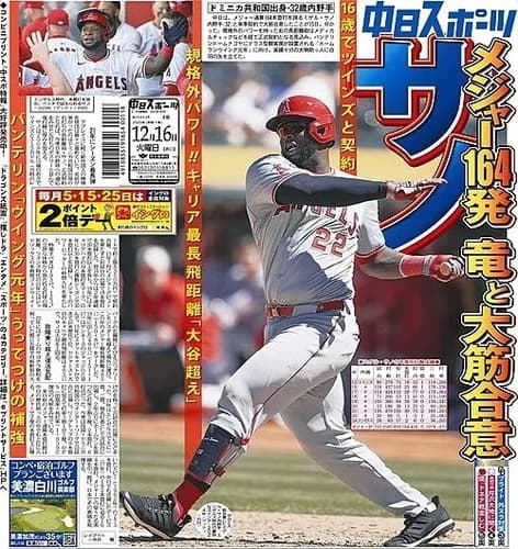 中日の新外国人サノが来年何本ホームラン打つか予想するスレ