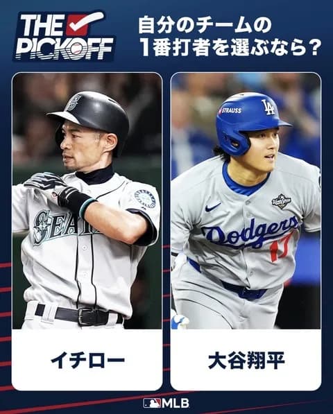 MLB日本公式アカウント「イチローと大谷、どっちが1番？？？」