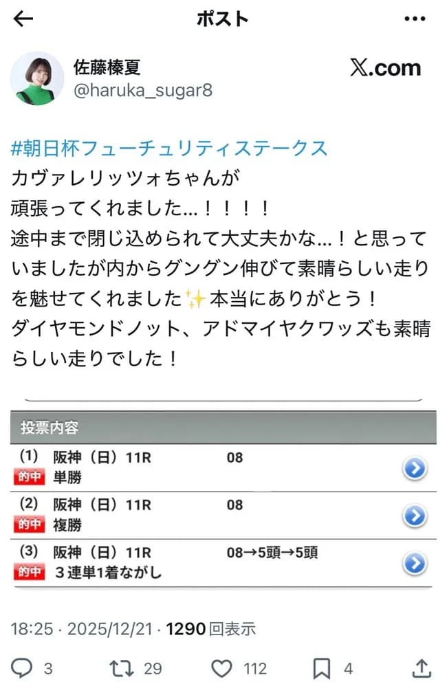 【画像】最近の声優さん、妙に競馬が上手い…