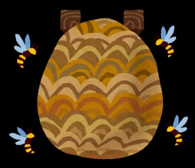 スズメバチさんがまだアシナガバチさん営巣後にいる　ブンブン