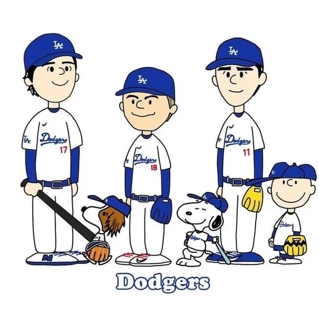 【画像】ドジャースの大谷、山本、佐々木、スヌーピーと化す