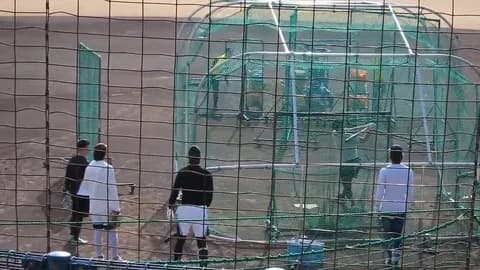 ロッテ安田、柳田の自主トレで柵越連発！