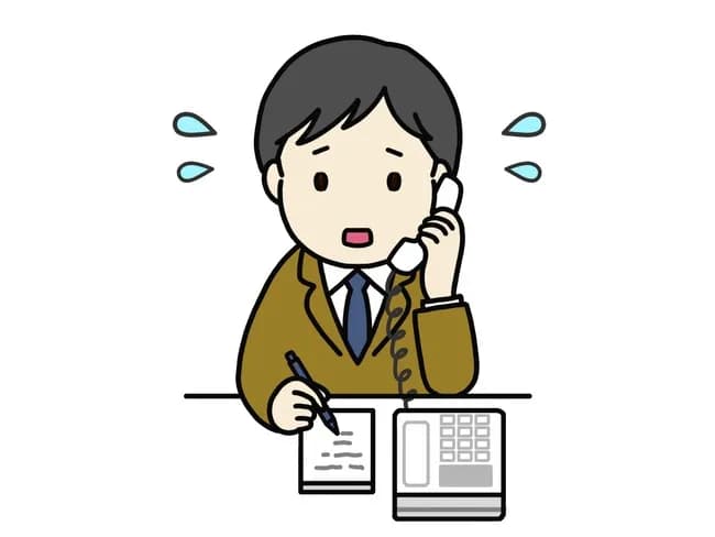 電話ワイ「ﾊｲｯ、ﾊｲｯ、かしこまりました、ﾊｲｯ失礼します…何　も　覚　え　て　い　な　い」ｶﾞﾁｬ