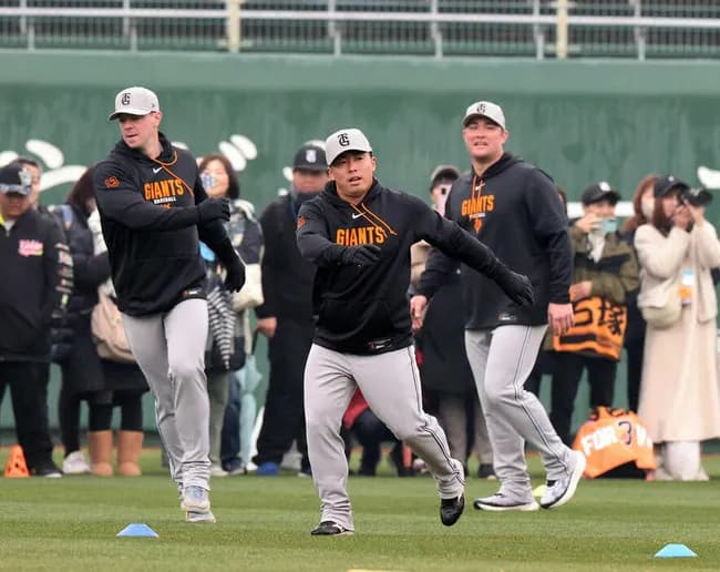 【巨人】浅野翔吾、湯浅大が春季キャンプの1軍練習に参加　第2クール初日