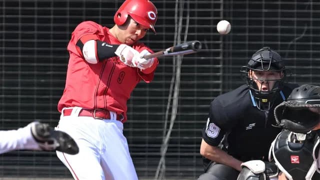 カープ秋山翔吾、巨人西舘から先制タイムリー！チーム最年長37歳が今季対外試合初得点