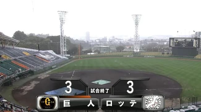 【対ロッテ練習試合】巨人ファン集合【降雨コールド引き分け】