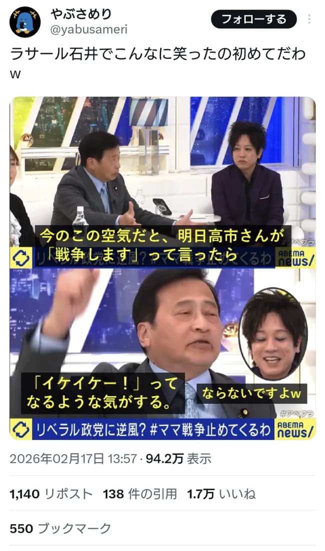 【悲報】ラサール石井さん、意味不明な言動を繰り返す