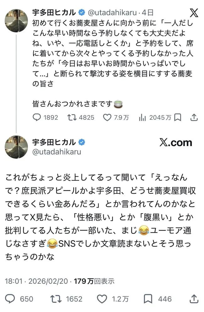 【悲報】宇多田ヒカル、無事SNSモンスターになる