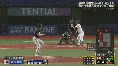 【オリックス対侍ジャパン】侍ジャパン、8回表2アウト一塁から若月のタイムリーツーベースで2点差に迫る！！！！！！！！！！！！