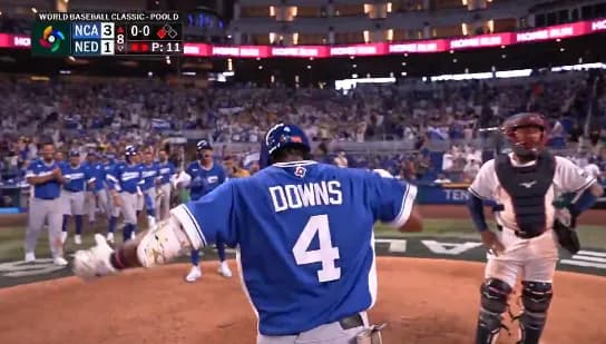 ニカラグア代表のダウンズが勝ち越し２ランを放つも、９回２死から３ランを浴びる