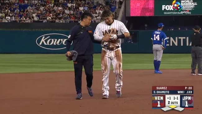 侍ジャパンに激震　鈴木誠也が足を痛めたか　二盗タッチアウトで苦悶の表情