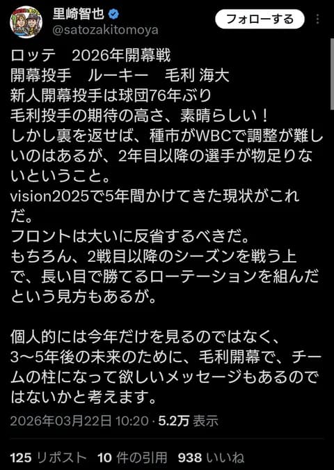 ロッテ大物OB「フロントは大いに反省するべきだ」