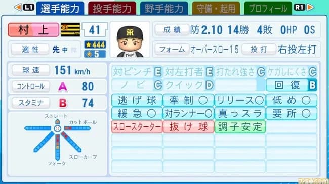 パワプロ最新作の阪神村上頌樹、とんでもない能力