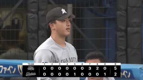 4月4日　ロッテ２－５ソフトバンク　先発田中が6回無失点の好投、藤原の一打で先制も中継ぎ陣が打たれ逆転負け…