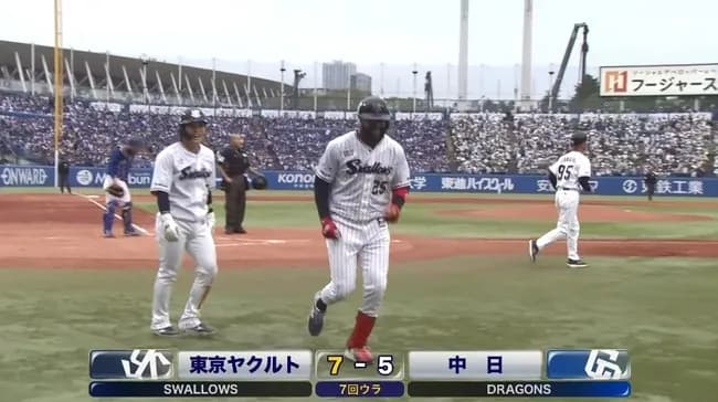 【ヤクルト対中日3回戦】ヤクルトが7回裏に5点差を逆転！サンタナが第3号勝ち越し2ランホームラン！！！！！！！！！！！！！！！！！