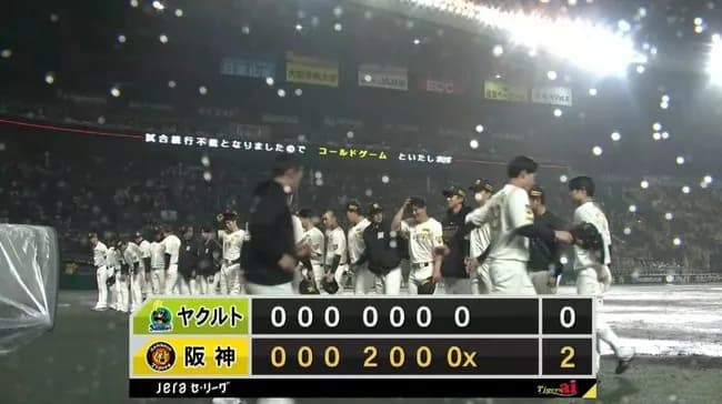 【阪神対ヤクルト3回戦】阪神がカード勝ち越し　７回途中で雨天コールド　プロ初先発のプロ４年目・茨木が初勝利　同期森下がリーグ単独トップ４号ソロで援護