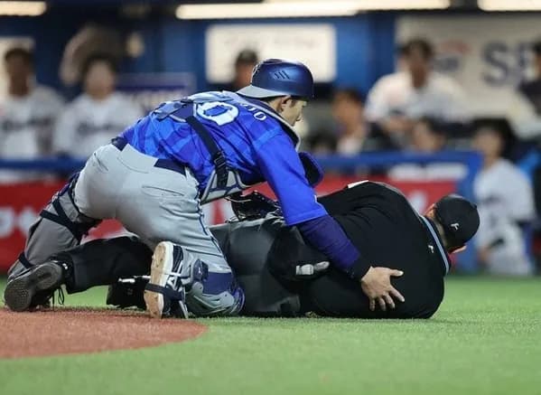 頭部にバット直撃の川上審判員が緊急手術　現在は集中治療室で治療中
