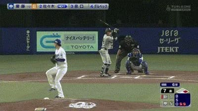 【中日対巨人6回戦】巨人、7回表2アウト一塁から佐々木俊輔のタイムリーツーベースで3点差に迫る！！！！！！