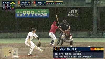 【巨人対広島6回戦】広島、4回表に田村のタイムリーなどで2点を取り逆転！！！！！！！