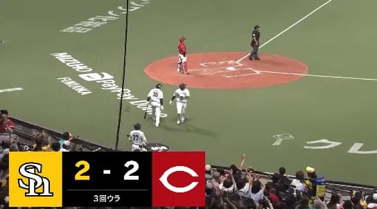 柳田悠岐のソロホームランで同点に追いつく