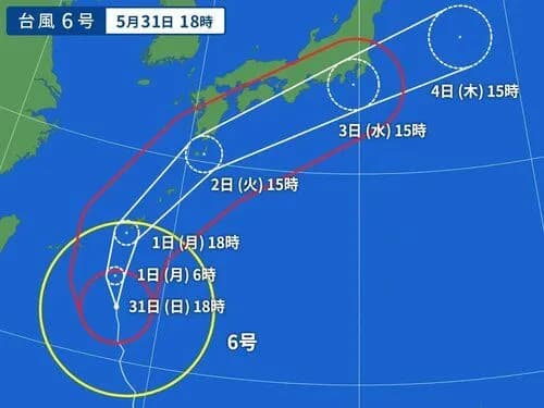 【悲報】台風6号さん、暴風警戒域がガチで拡大してしまう・・・・・・・・・