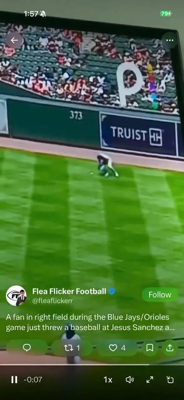 【悲報】MLBで観客が投げたボールが選手に当たって負傷する事件が発生