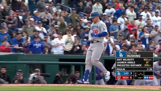 ドジャース・ラッシング、今季第1号2ランホームラン!3点差に迫る!!!!!!!!!!!!