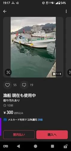 【悲報】メルカリでガチの船が300円で売られてしまうwwwwwwwwww