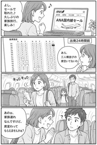 【悲報】家族連れのママさん、ケチな男が席を変わってくれず最悪の旅行になってしまうwwwwwwwwww